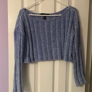 Forever 21 Light Blueish Purpleish Ribbed Chenille Cropped Sweater